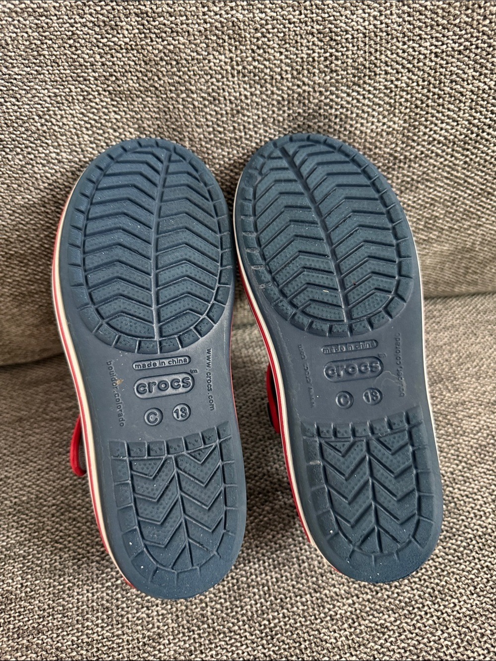 Crocs Crocband Toddler Boy Sandals Navy Red 13 C Used - Picture 8 of 13